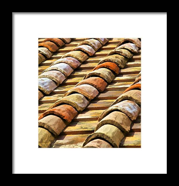 Abstract Framed Print featuring the photograph Aged Terracotta Roof Tiles II by David Letts