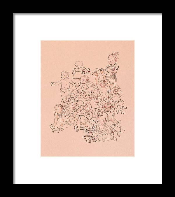 Children Framed Print featuring the drawing Ages of Childhood by Michele Myers