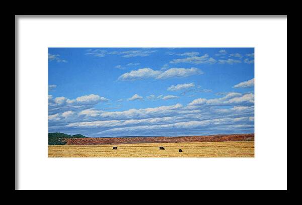 Landscape Framed Print featuring the painting Grazing by James W Johnson