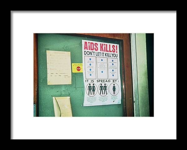 Aids Warning Sign Framed Print featuring the photograph Aids Warning Notice by Sue Ford/science Photo Library