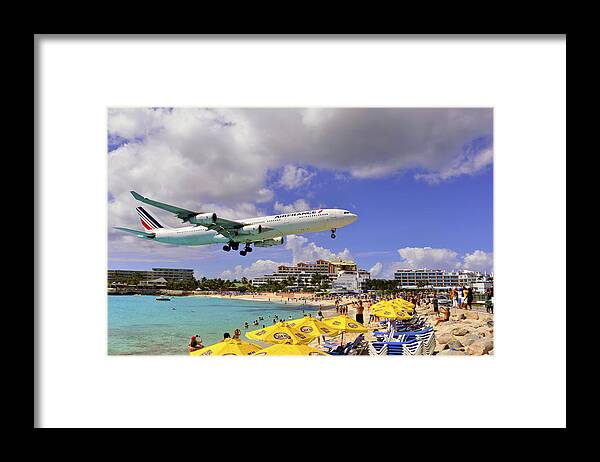 St Martin Framed Print featuring the photograph Air France Landing at St Maarten by Matt Swinden