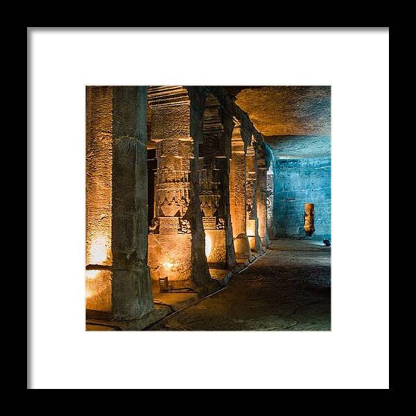 Ancient Framed Print featuring the photograph Ajanta Caves by Aleck Cartwright