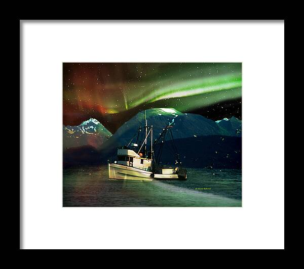 Alaska Framed Print featuring the digital art Alaska Aurora Inside Passage # DA 078 by Dianne Roberson