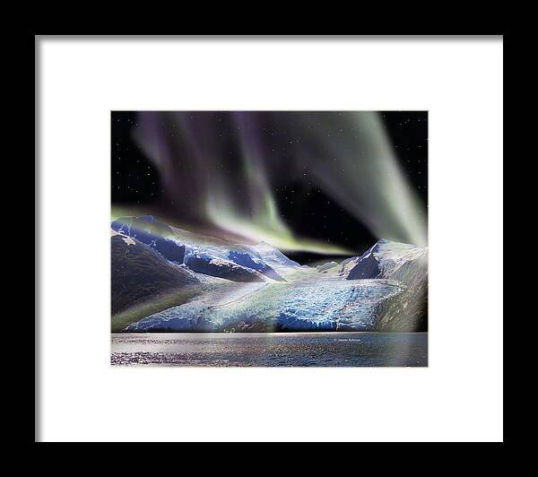 Alaska Framed Print featuring the digital art Alaska Aurora Portage Glacier # DA 085 by Dianne Roberson