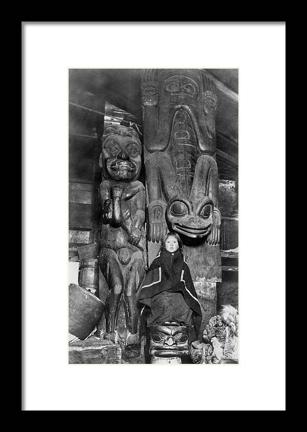 1895 Framed Print featuring the photograph Alaska Totem Poles, C1895 by Granger