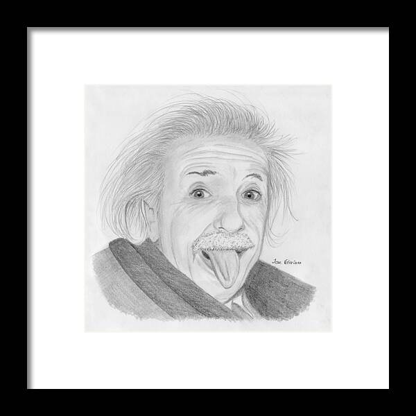 Albert Einstein Framed Print featuring the drawing Albert Einstein by Martin Valeriano