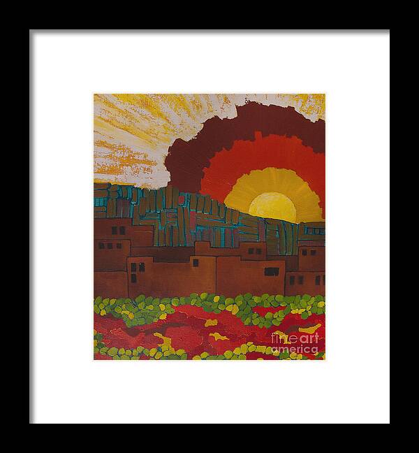 Landscape Framed Print featuring the painting Albuquerque NM by Lena Wilhite