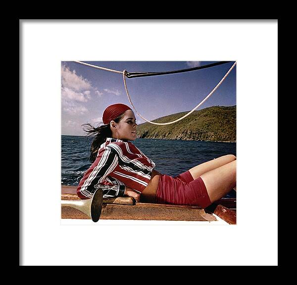 Fashion Framed Print featuring the photograph Ali Macgraw On A Sailboat by Sante Forlano