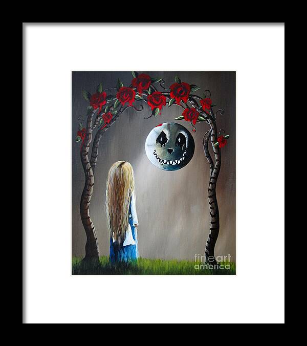 Alice In Wonderland Framed Print featuring the painting Alice In Wonderland Original Artwork - Alice And The Beautiful Nightmare by Moonlight Art Parlour