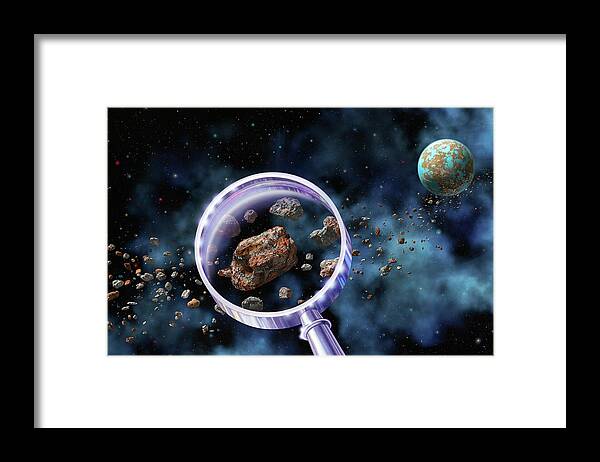 Micro-organism Framed Print featuring the photograph Alien Microbes On Meteorites by Lynette Cook/science Photo Library