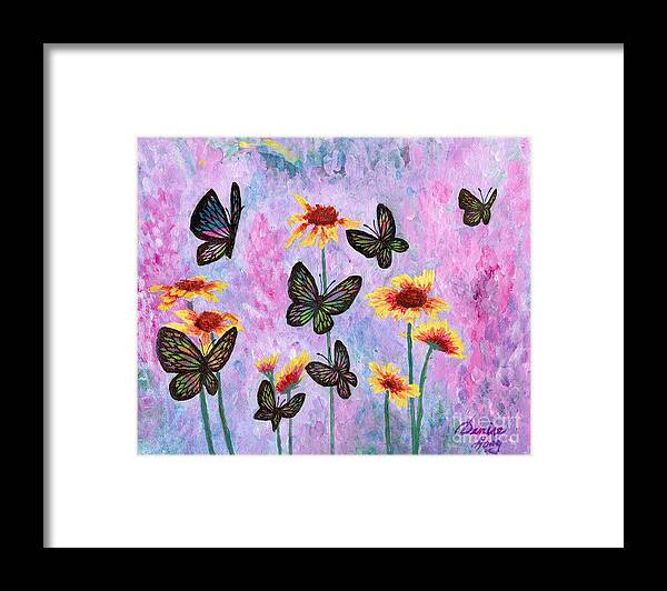 Butterflies Framed Print featuring the painting All Aflutter by Denise Hoag