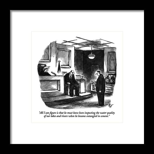 

 Menacing-looking Man Says On Witness Stand In Court.
Crime Framed Print featuring the drawing All I Can Figure Is That by Frank Cotham