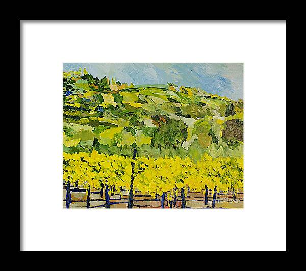 Landscape Framed Print featuring the painting All Most Harvest Time by Allan P Friedlander
