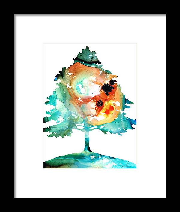 Tree Framed Print featuring the painting All Seasons Tree 1 - Colorful Landscape Print by Sharon Cummings