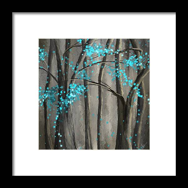 Turquoise Framed Print featuring the painting Alleviation- Gray and Turquoise Art by Lourry Legarde