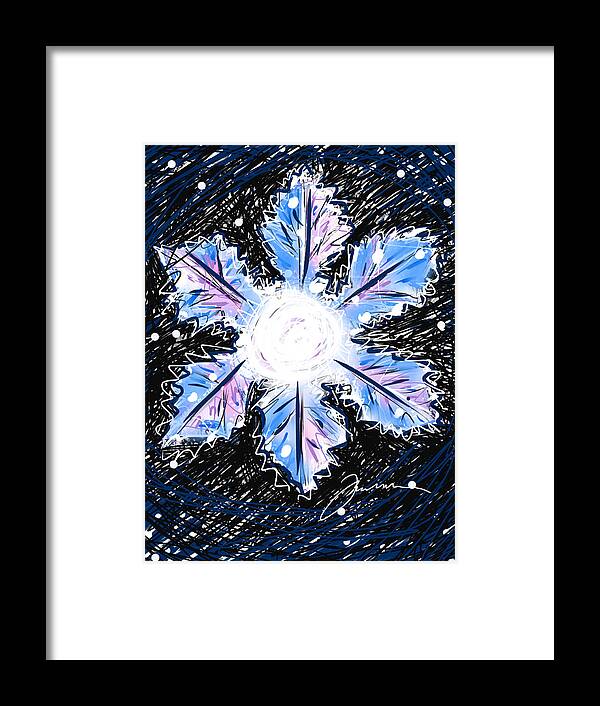 Snowflake Framed Print featuring the painting Allison Snowflake by Jean Pacheco Ravinski