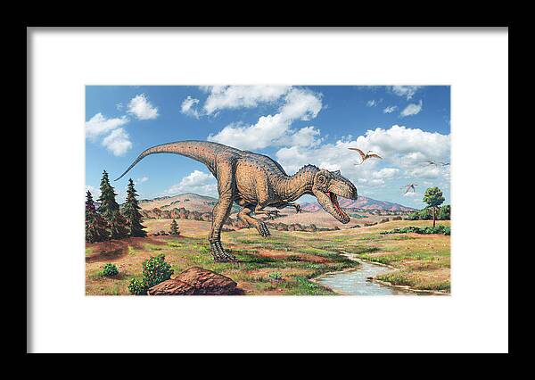 Allosaurus Framed Print featuring the photograph Allosaurus Dinosaur by Joe Tucciarone