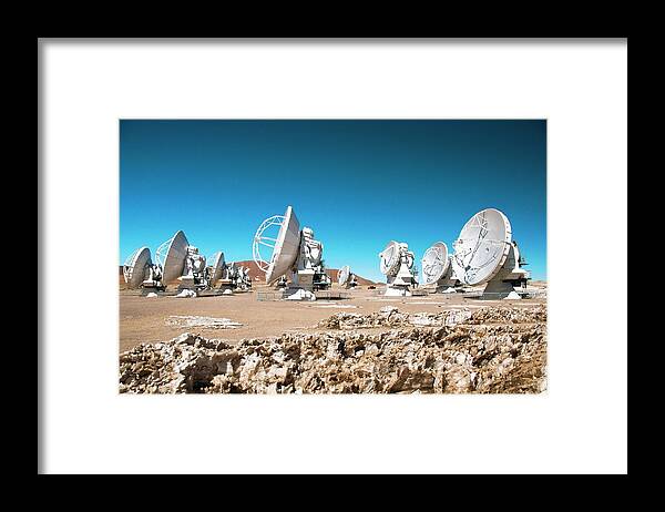 Alma Framed Print featuring the photograph Alma Array Operations Site by Alma (eso/naoj/nrao), W. Garnier/european Southern Observatory/science Photo Library