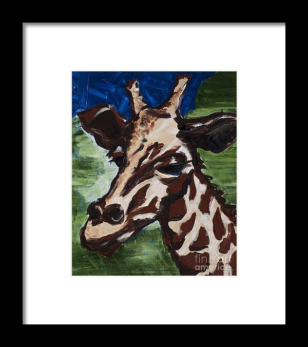 Giraffe Framed Print featuring the painting Aloha Zoo by Rebecca Weeks