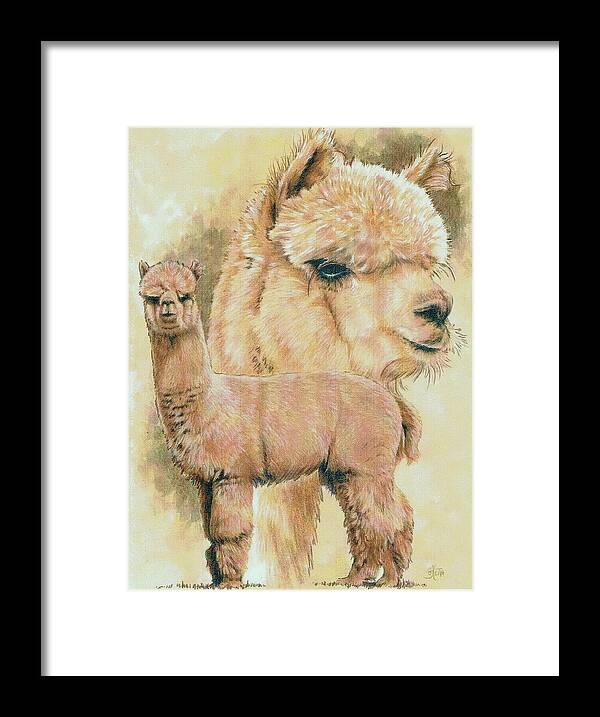 Alpaca Framed Print featuring the mixed media Alpaca by Barbara Keith