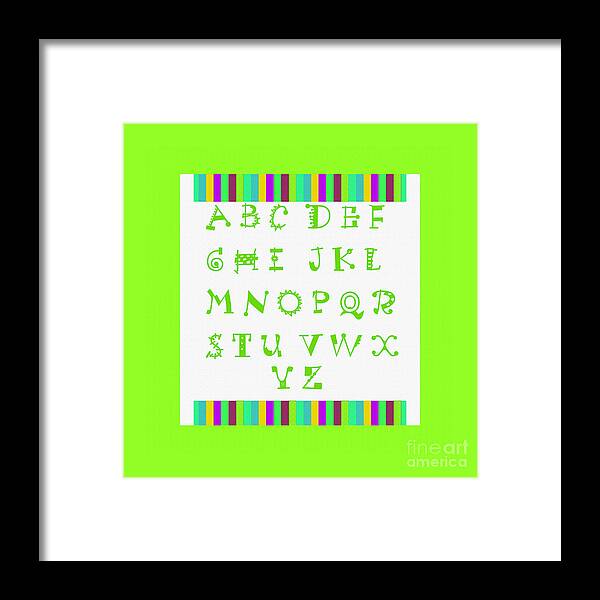 Alphabet Green Framed Print featuring the digital art Alphabet Green by Barbara A Griffin