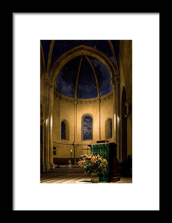 Collegiale De Neuchatel Framed Print featuring the photograph Altar and pulpit of the Collegiale de Neuchatel by Charles Lupica