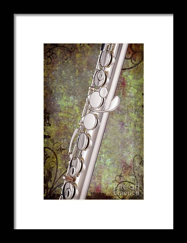Flute Framed Print featuring the photograph Alto Flute Music Instrument Photograph in Color 3402.02 by M K Miller