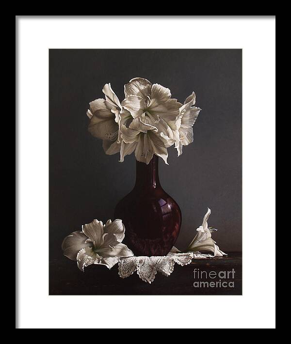 Still Life Framed Print featuring the painting Amaryllis by Lawrence Preston