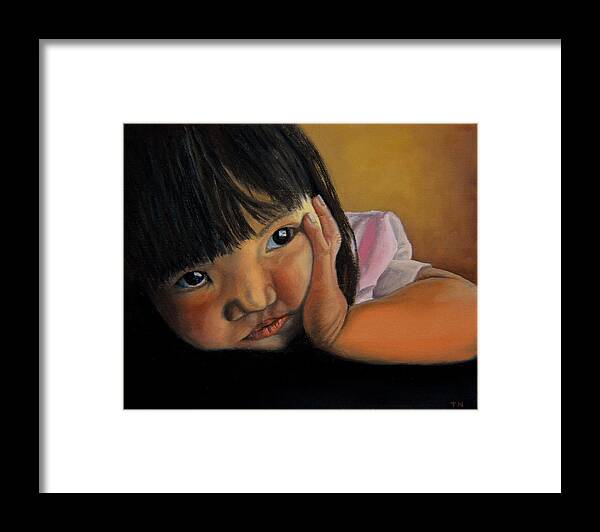 Children Paintings Framed Print featuring the painting Amelie-An 2 by Thu Nguyen
