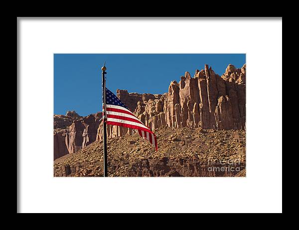 America Framed Print featuring the photograph The flag of the United States of America by Juergen Klust