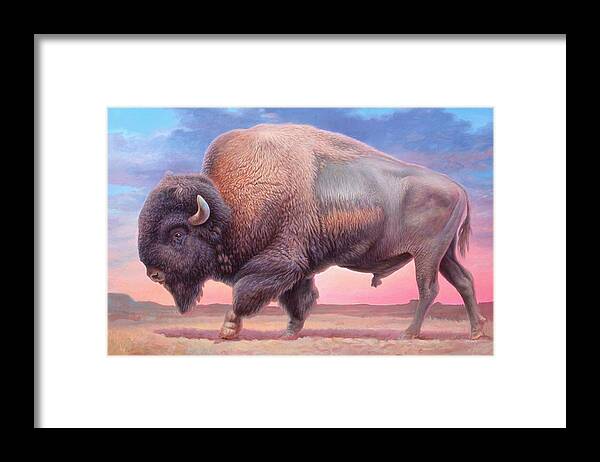 Buffalo Framed Print featuring the painting American Buffalo by Hans Droog