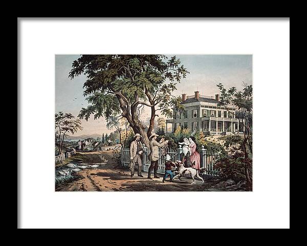 American Country Life Framed Print featuring the painting American Country Life October Afternoon, 1855 by Currier and Ives
