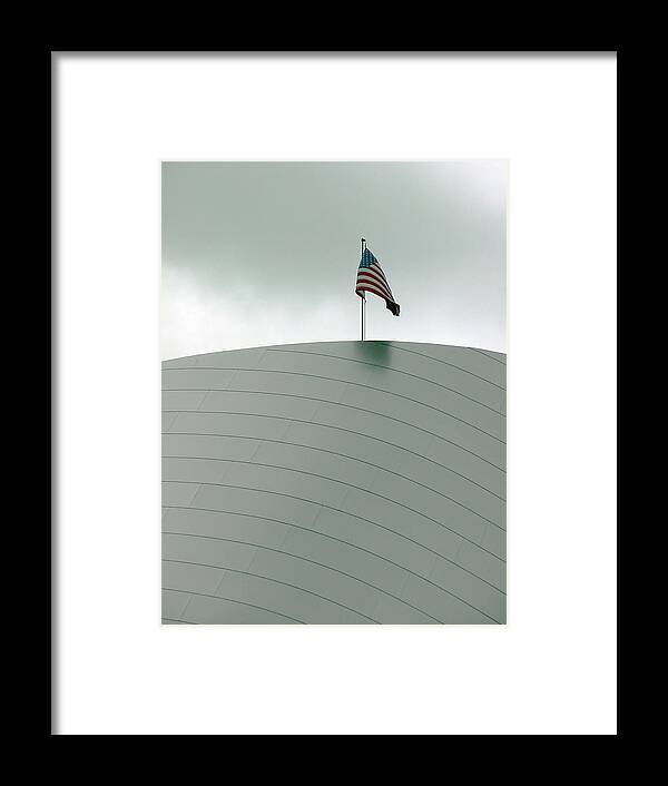 American Framed Print featuring the photograph American flag on modern museum in LA by Mieczyslaw Rudek