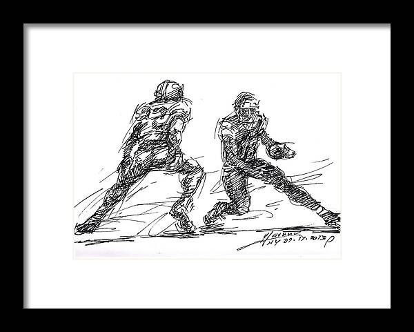 American Football Framed Print featuring the drawing American Football 3 by Ylli Haruni