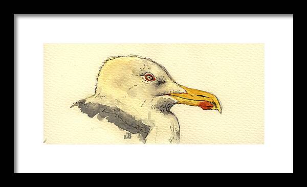 American Framed Print featuring the painting American herring gull by Juan Bosco