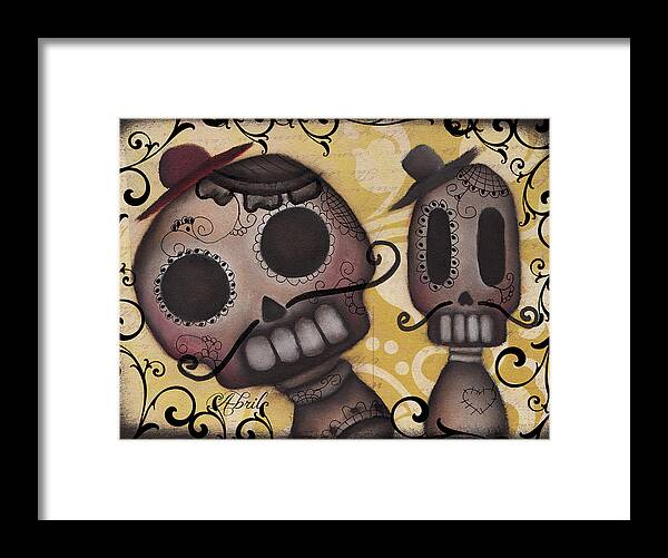 Day Of The Dead Framed Print featuring the painting Amiguitos by Abril Andrade