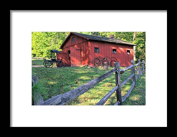 5399 Framed Print featuring the photograph Amish Barn Along a Fenceline by Gordon Elwell
