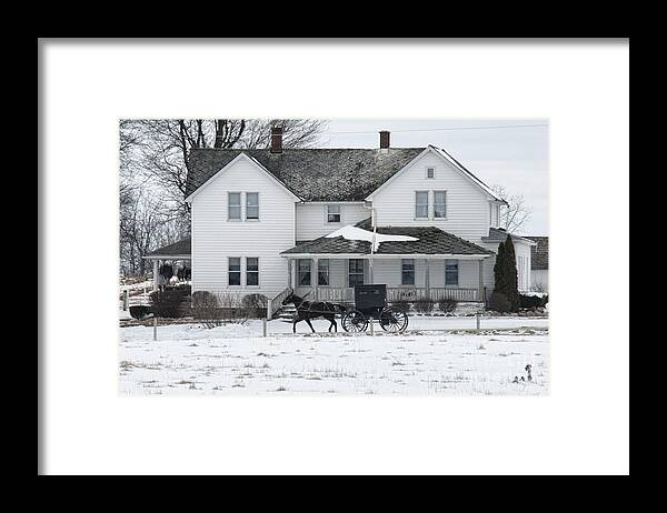 Amish Framed Print featuring the photograph Amish Buggy and Amish House by David Arment