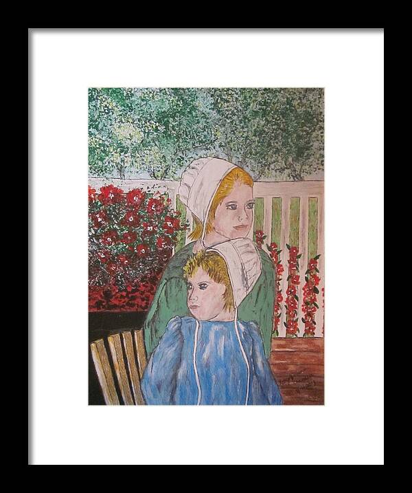 Amish Framed Print featuring the painting Amish Girls by Kathy Marrs Chandler