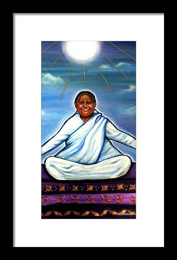 Amma Framed Print featuring the painting Amma -The Hugging Saint by Carmen Cordova