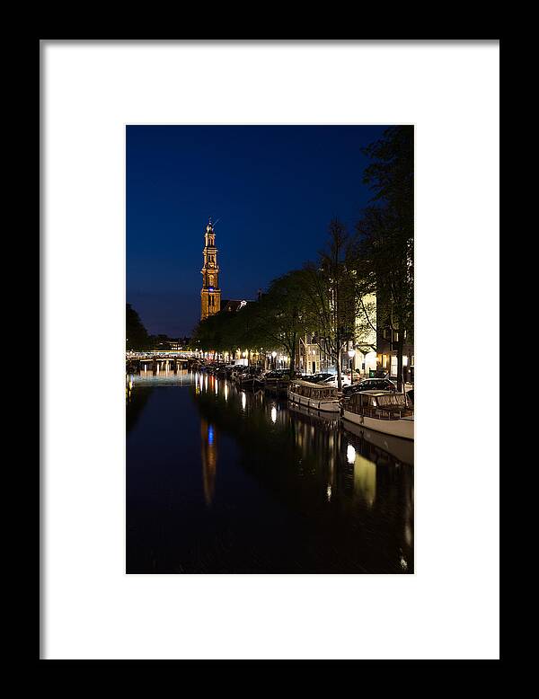 Blue Hour Framed Print featuring the photograph Amsterdam Blue Hour by Georgia Mizuleva