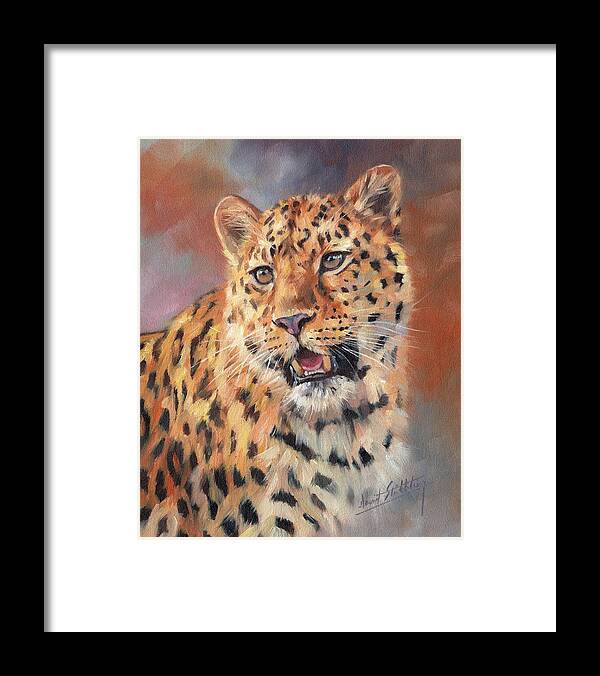 Leopard Framed Print featuring the painting Amur Leopard by David Stribbling