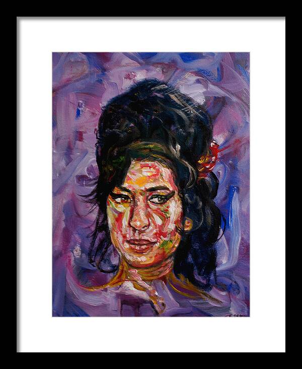 Music Framed Print featuring the painting Amy Winehouse by Edward Ofosu