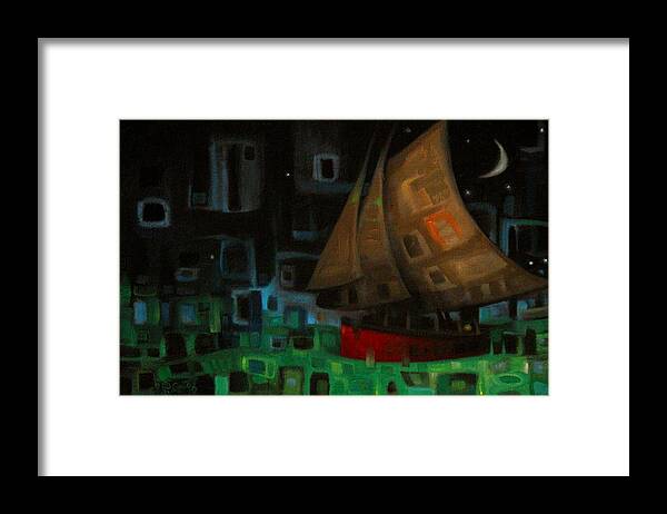 Abstract Framed Print featuring the painting An Abstract Sea by T S Carson
