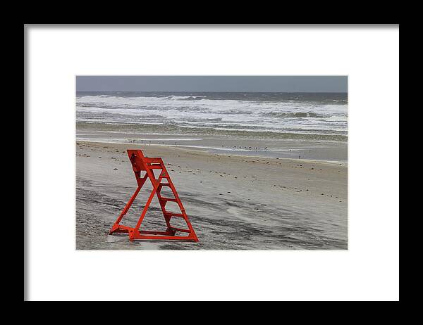 Empty Framed Print featuring the photograph An Empty Lifeguard Chair by Diane Macdonald