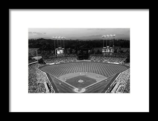 Chavez Ravine Framed Print featuring the photograph An Evening Game at Dodger Stadium by Mountain Dreams