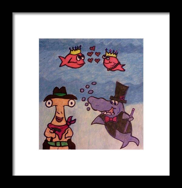 Sharks Framed Print featuring the drawing An Ocean Halloween by Christy Saunders Church