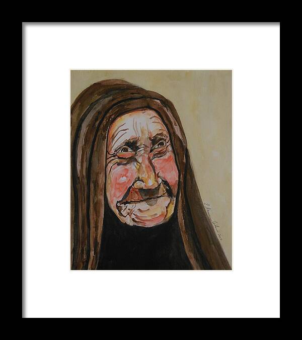 An Old Arab Woman Framed Print featuring the painting An Old Arab Woman by Esther Newman-Cohen
