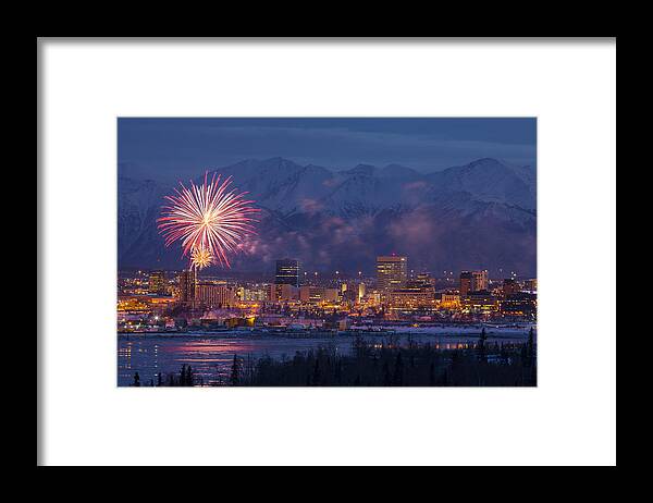 Alaska Framed Print featuring the photograph Anchorage Fireworks Six by Tim Grams