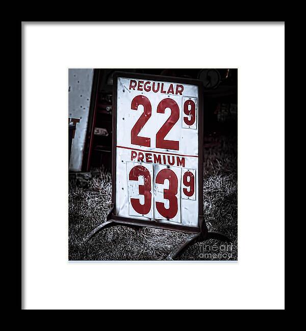 Nostalgic Framed Print featuring the photograph Ancient Gas Prices by Jim Lepard